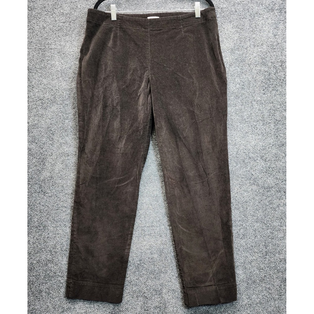 J. Jill Women's Brown Dark Academia Corduroy Straight Leg Career Pants Size 14